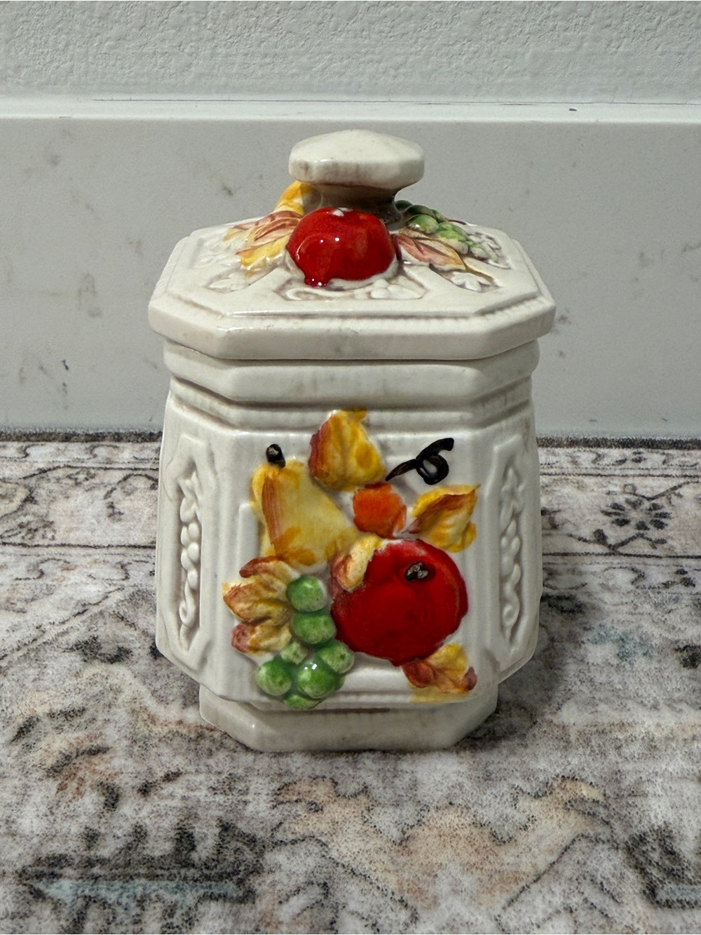 Vintage Ceramic Jam Jar - Fruit Motif
